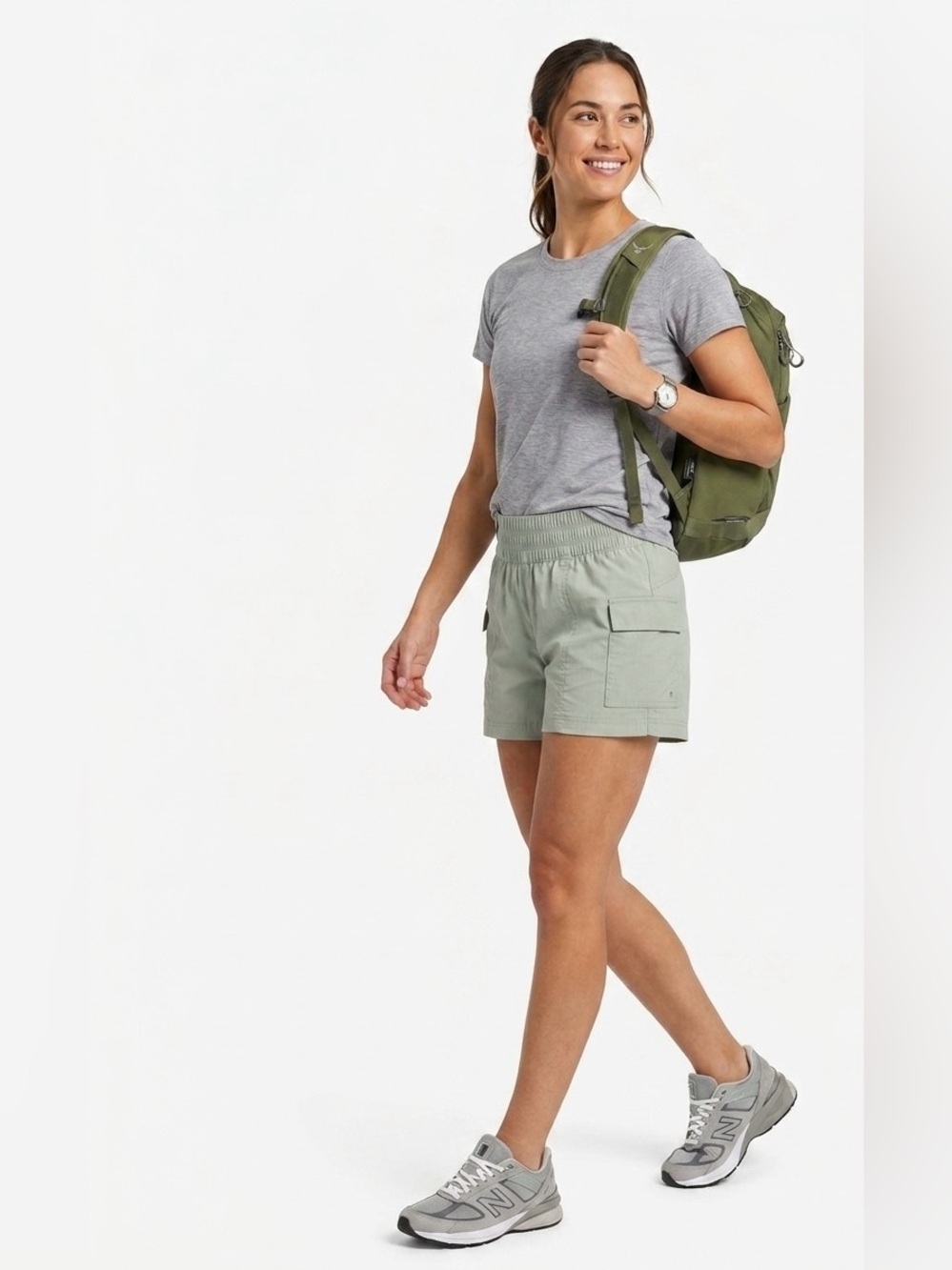 Yogalicious Trail Path Commuter Outdoor Cargo Shorts Light Sage XS